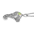 AA Natürlicher, äthiopischer Welo Opal Anhänger mit Kette, 925 Silber platiniert, ca. 0.30 ct