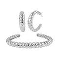 EVER TRUE Designer inspirierter gedrehter 19cm Armreif und Creolen in Silberton