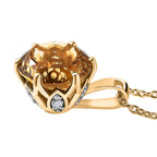 Citrin, Weißer Zirkon Anhänger mit Kette Millenial-Schliff, 925 Silber Gelbgold Vermeil ca. 6.68 ct