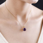 Afrikanischer Amethyst, weißer Zirkon Anhänger mit Kette, 925 Silber Gelbgold Vermeil ca. 6.68 ct