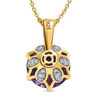Afrikanischer Amethyst, weißer Zirkon Anhänger mit Kette, 925 Silber Gelbgold Vermeil ca. 6.68 ct