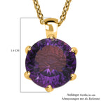 Afrikanischer Amethyst, weißer Zirkon Anhänger mit Kette, 925 Silber Gelbgold Vermeil ca. 6.68 ct