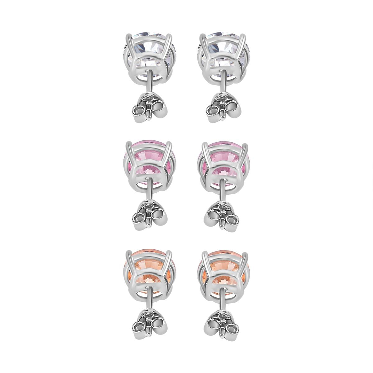 3er Set, Weißer Zirkonia, Rosa Zirkonia Schmuckset 925 Silber rhodiniert ca. 1.00 ct