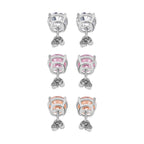3er Set, Weißer Zirkonia, Rosa Zirkonia Schmuckset 925 Silber rhodiniert ca. 1.00 ct