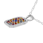 AA Regenbogen Saphir Anhänger mit Kette, 925 Silber platiniert ca. 1.57 ct