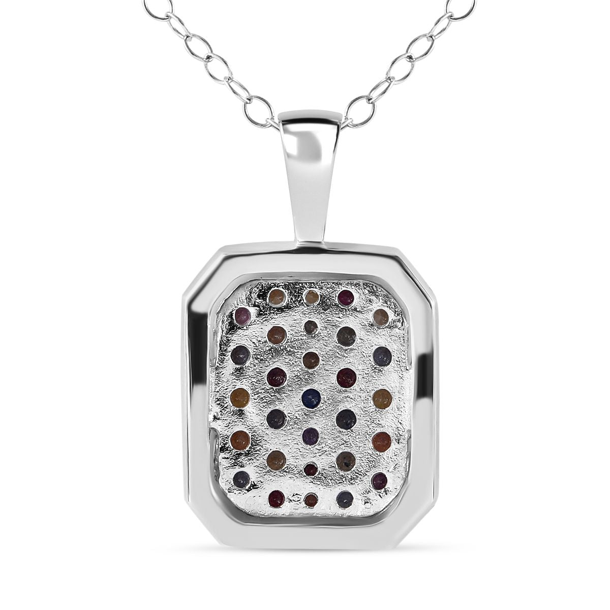 AA Regenbogen Saphir Anhänger mit Kette, 925 Silber platiniert ca. 1.57 ct