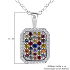 AA Regenbogen Saphir Anhänger mit Kette, 925 Silber platiniert ca. 1.57 ct