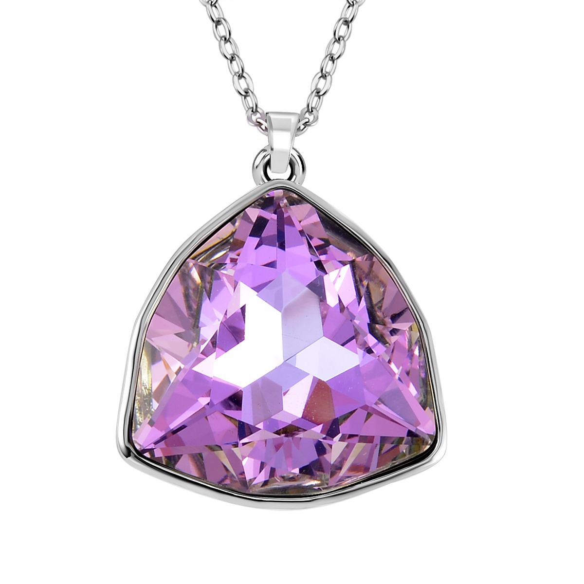 3er Set Lila Kristall Anhänger mit Kette und Ohrstecker im Schmuckset