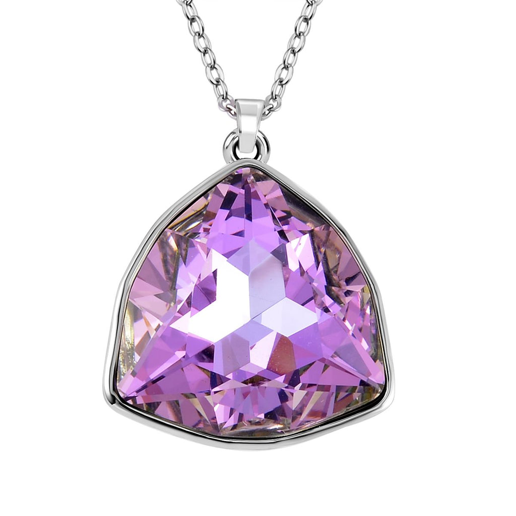 3er Set Lila Kristall Anhänger mit Kette und Ohrstecker im Schmuckset
