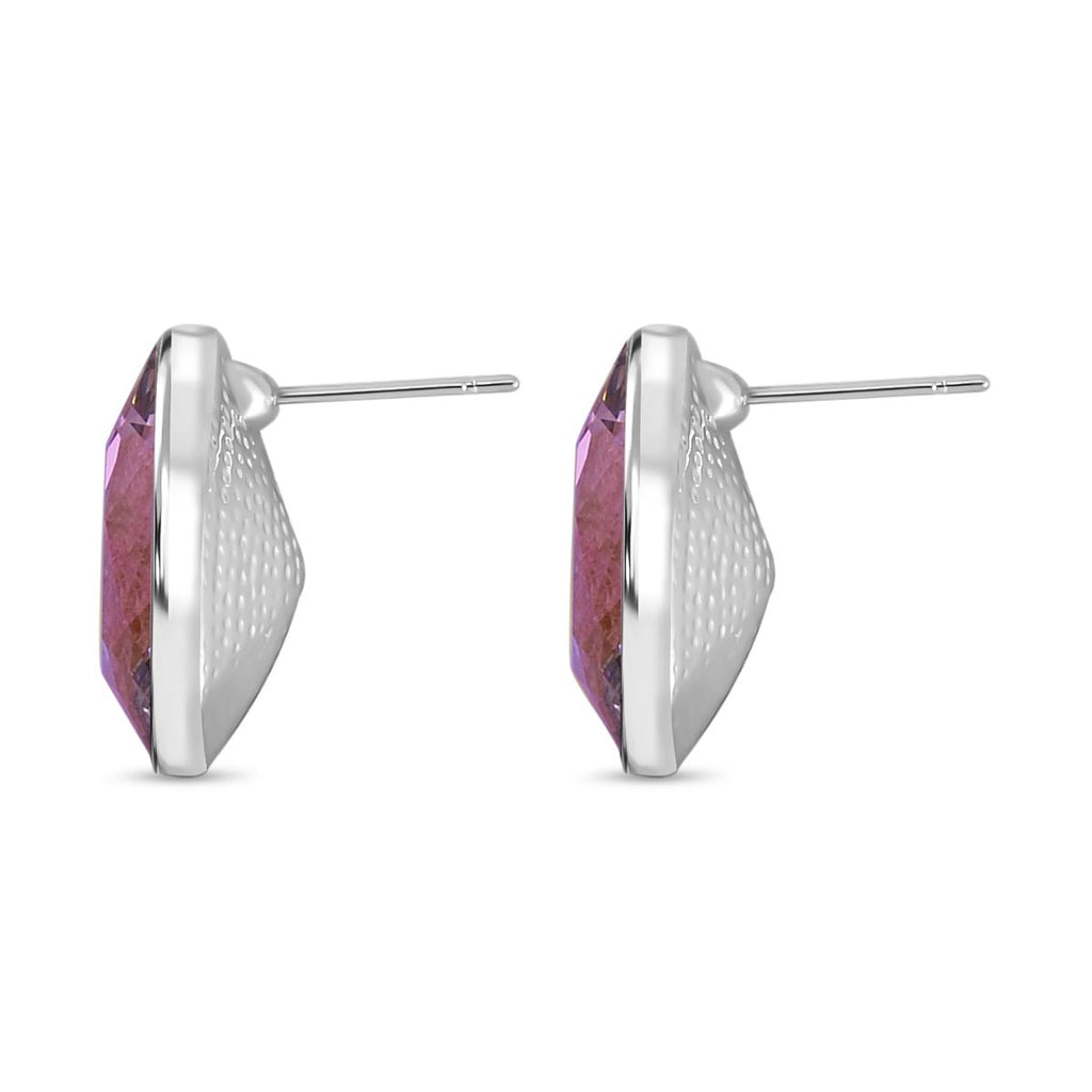 3er Set Lila Kristall Anhänger mit Kette und Ohrstecker im Schmuckset