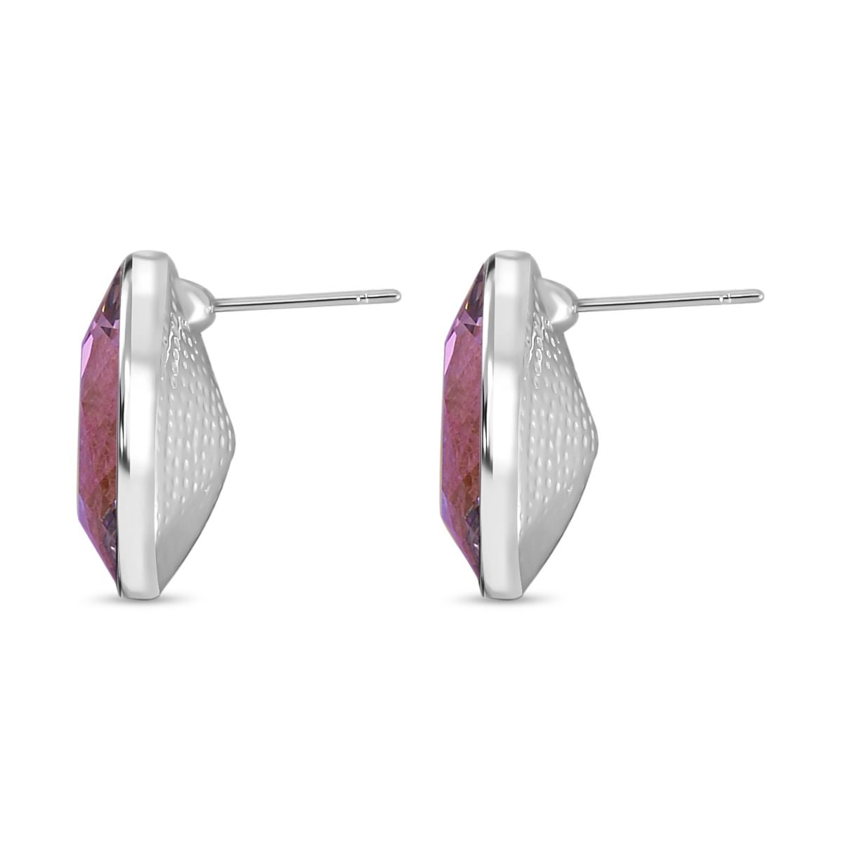 3er Set Lila Kristall Anhänger mit Kette und Ohrstecker im Schmuckset