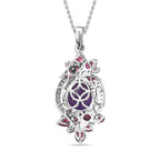 AA Afrikanischer Amethyst, Rhodolith Granat Anhänger mit Kette, 925 Silber platiniert ca. 9.19 ct