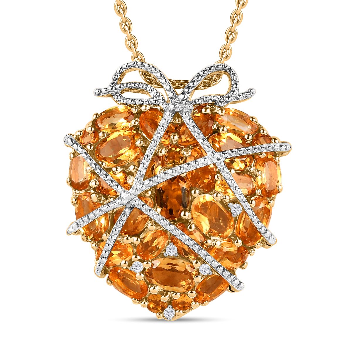 GP Amore Kollektion, Citrin Anhänger mit Kette, 925 Silber vergoldet ca. 7.41 ct