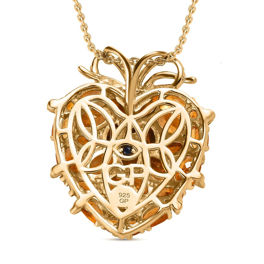 GP Amore Kollektion, Citrin Anhänger mit Kette, 925 Silber vergoldet ca. 7.41 ct