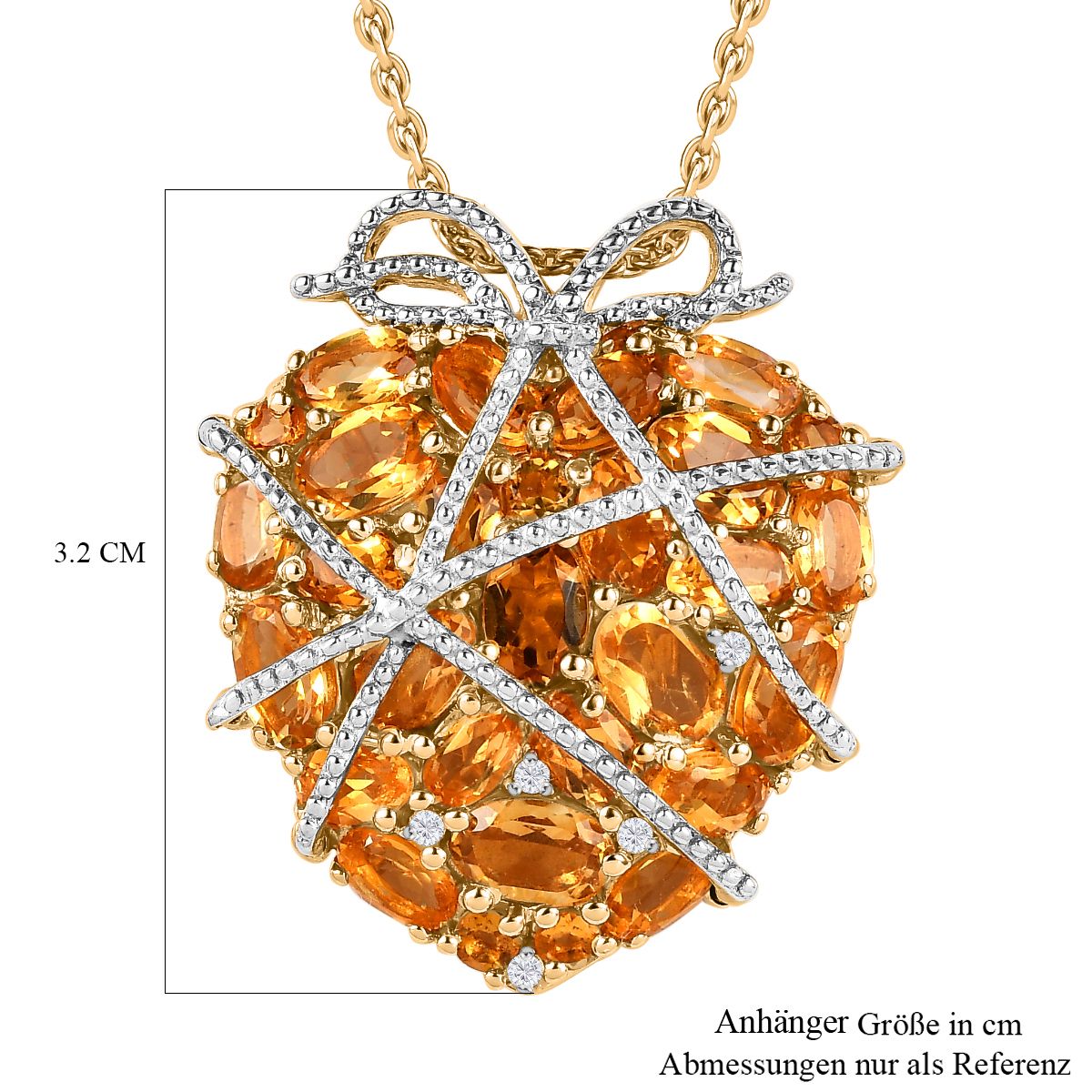 GP Amore Kollektion, Citrin Anhänger mit Kette, 925 Silber vergoldet ca. 7.41 ct