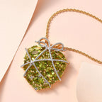 GP Amore Kollektion - natürlicher Peridot-Anhänger mit Kette, 925 Silber vergoldet ca. 8.14 ct