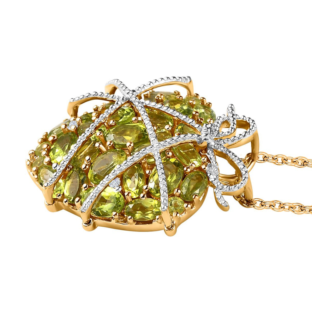 GP Amore Kollektion - natürlicher Peridot-Anhänger mit Kette, 925 Silber vergoldet ca. 8.14 ct