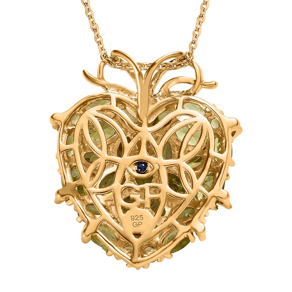 GP Amore Kollektion - natürlicher Peridot-Anhänger mit Kette, 925 Silber vergoldet ca. 8.14 ct