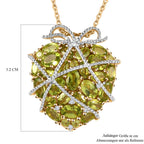 GP Amore Kollektion - natürlicher Peridot-Anhänger mit Kette, 925 Silber vergoldet ca. 8.14 ct