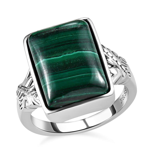 2er Set - Malachit Ring und Anhänger Schmuckset, Edelstahl ca. 23.66 ct