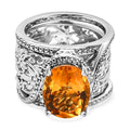 Citrin Ring, platiniert, (Größe 17.00) ca. 4.65 ct