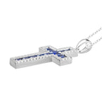 LUSTRO STELLA - Blauer Zirkonia Anhänger mit Kette, 925 Silber rhodiniert ca. 2.78 ct