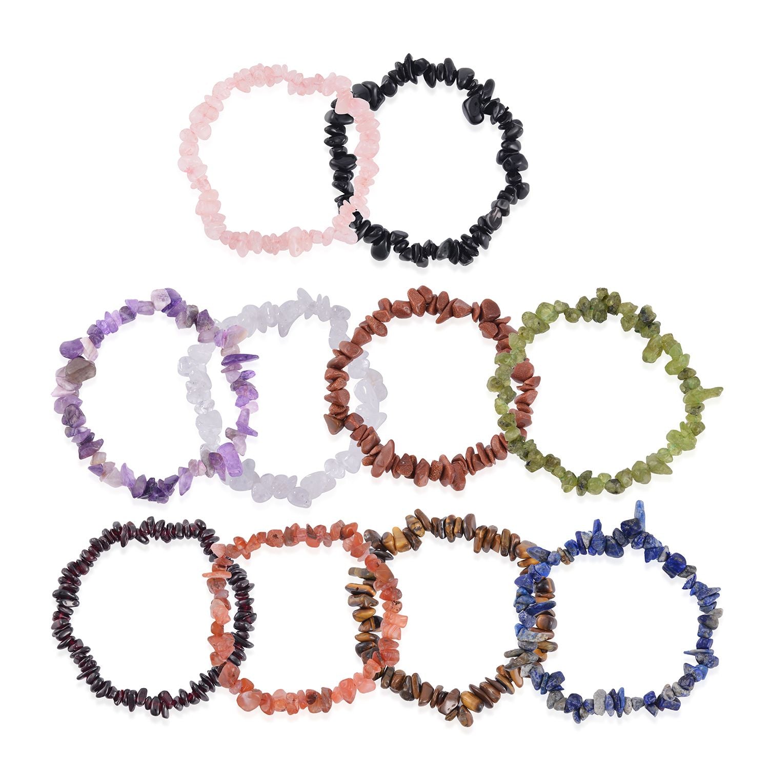 10-er Set Gelbes Tigerauge, Roter Granat Armbänder, ca. 822.45 ct