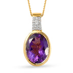 Natürlicher, marokkanischer Amethyst und weißer Zirkon-Anhänger mit Kette, 925 Silber vergoldet ca. 8,28 ct