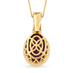 Natürlicher, marokkanischer Amethyst und weißer Zirkon-Anhänger mit Kette, 925 Silber vergoldet ca. 8,28 ct