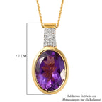 Natürlicher, marokkanischer Amethyst und weißer Zirkon-Anhänger mit Kette, 925 Silber vergoldet ca. 8,28 ct