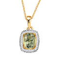 AAA Turkizit (Diaspore) und weißer Diamant-Anhänger mit Kette, ca. 50 cm, 925 Silber Gelbgold Vermeil ca. 1.72 ct
