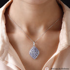 Tansanit-Anhänger mit Kette, 925 Silber platiniert ca. 4.48 ct