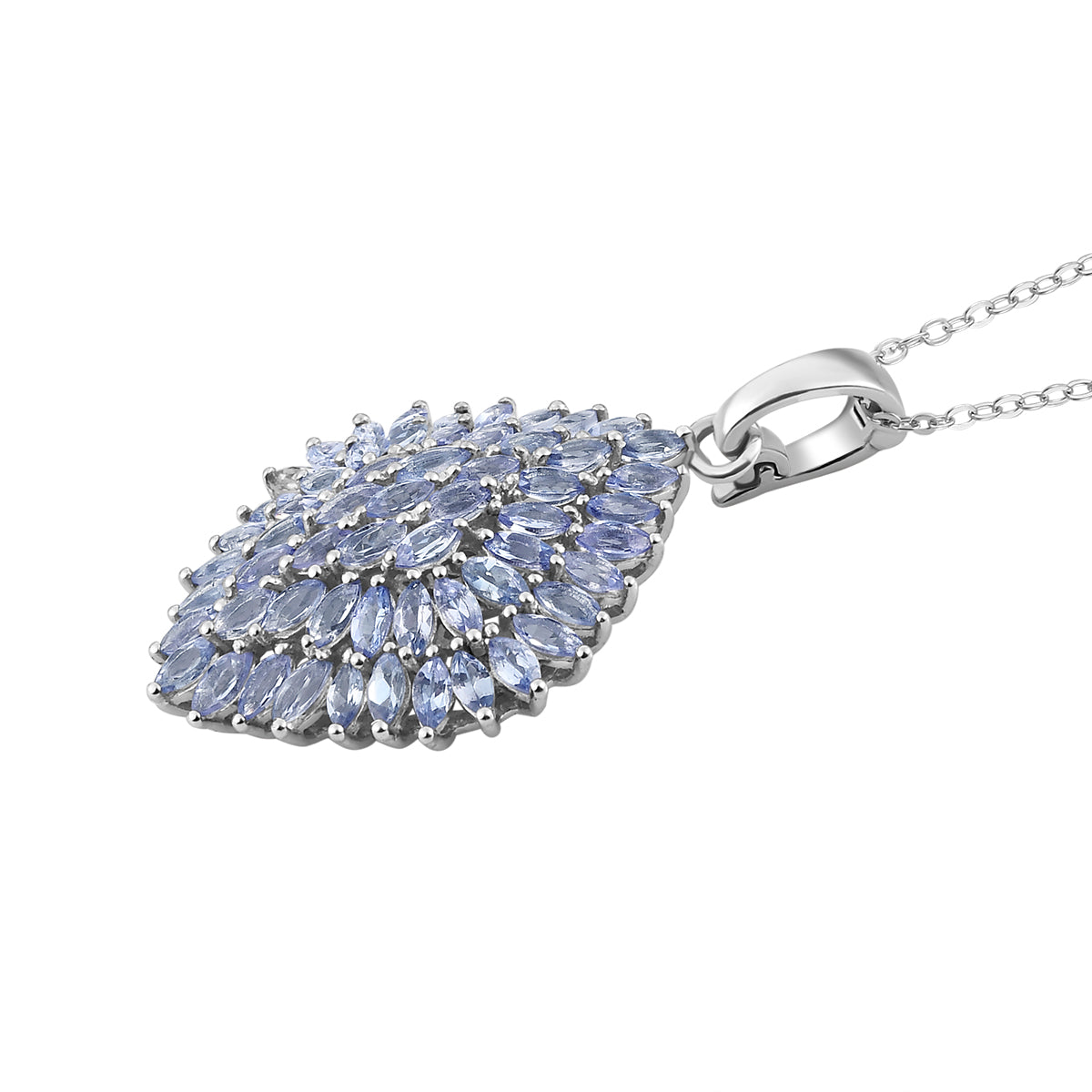 Tansanit-Anhänger mit Kette, 925 Silber platiniert ca. 4.48 ct