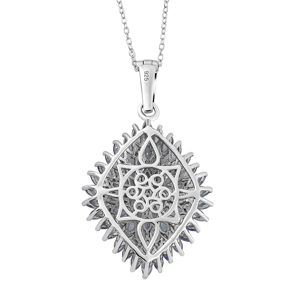 Tansanit-Anhänger mit Kette, 925 Silber platiniert ca. 4.48 ct