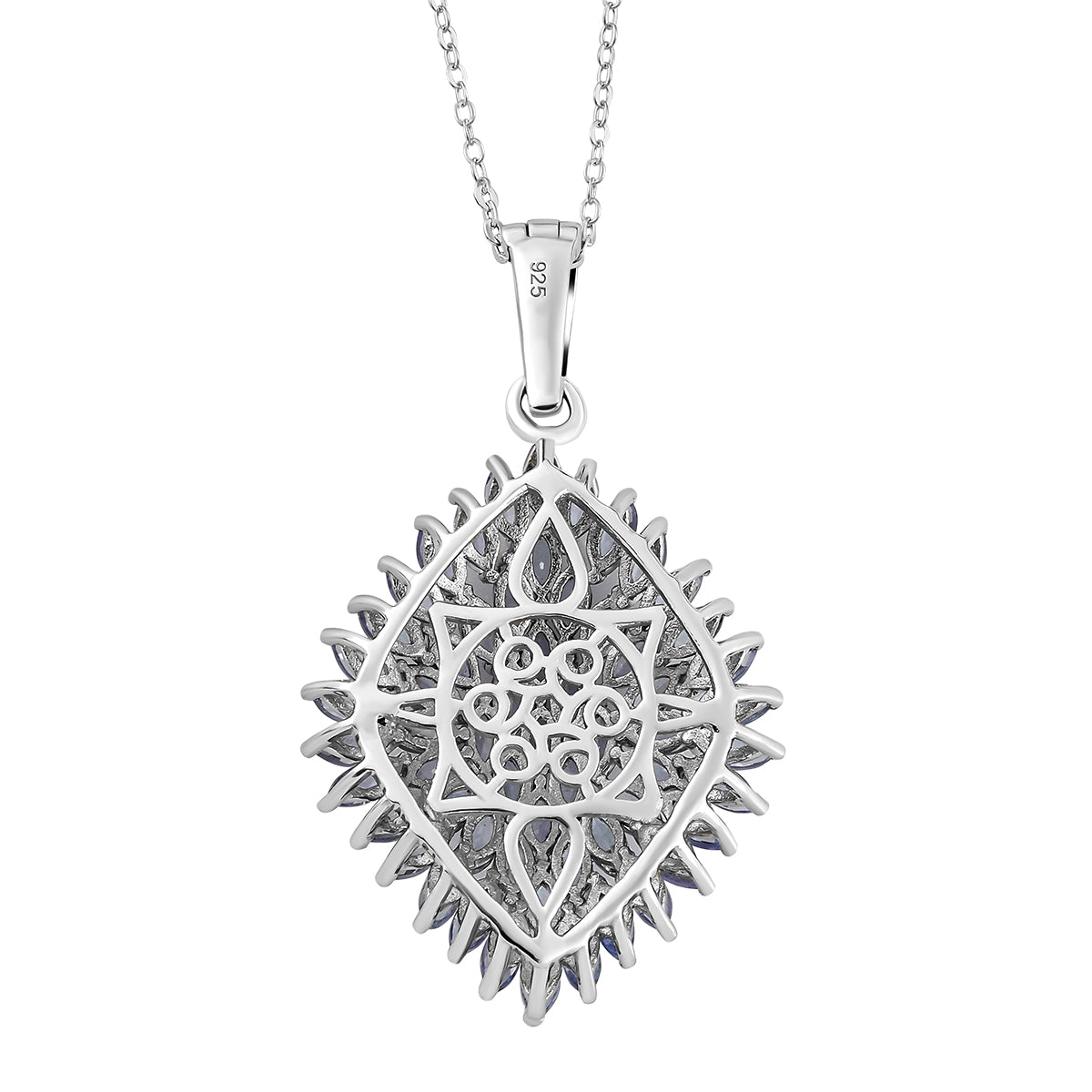 Tansanit-Anhänger mit Kette, 925 Silber platiniert ca. 4.48 ct