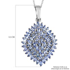 Tansanit-Anhänger mit Kette, 925 Silber platiniert ca. 4.48 ct