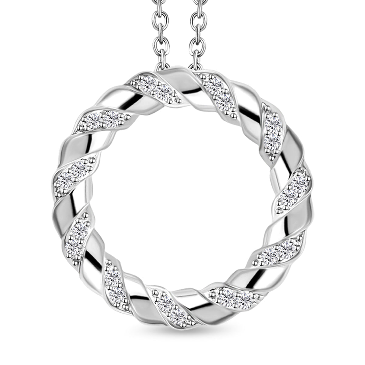 Weißer Zirkon-Anhänger mit Kette, Edelstahl ca. 0,44 ct