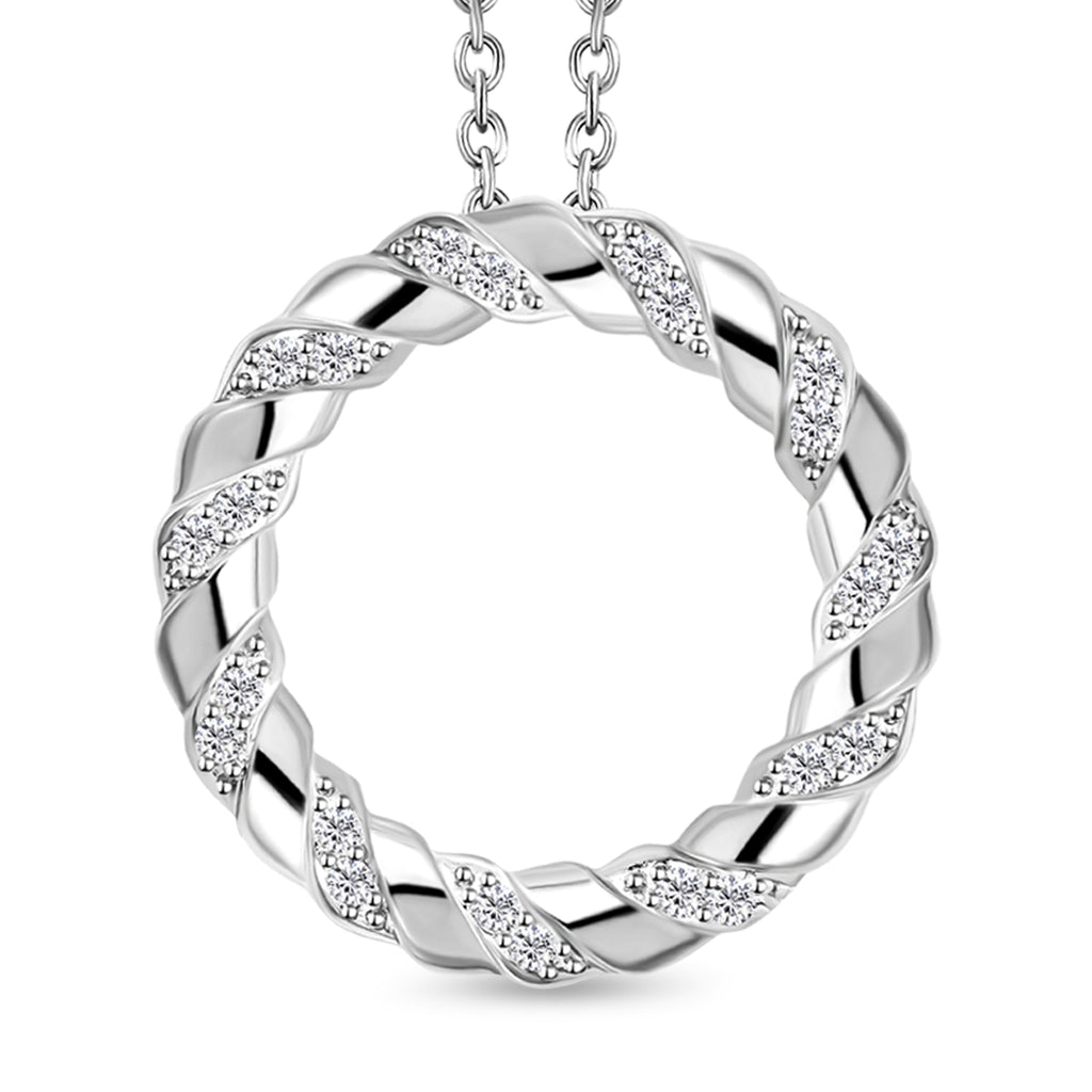 Weißer Zirkon-Anhänger mit Kette, Edelstahl ca. 0,44 ct