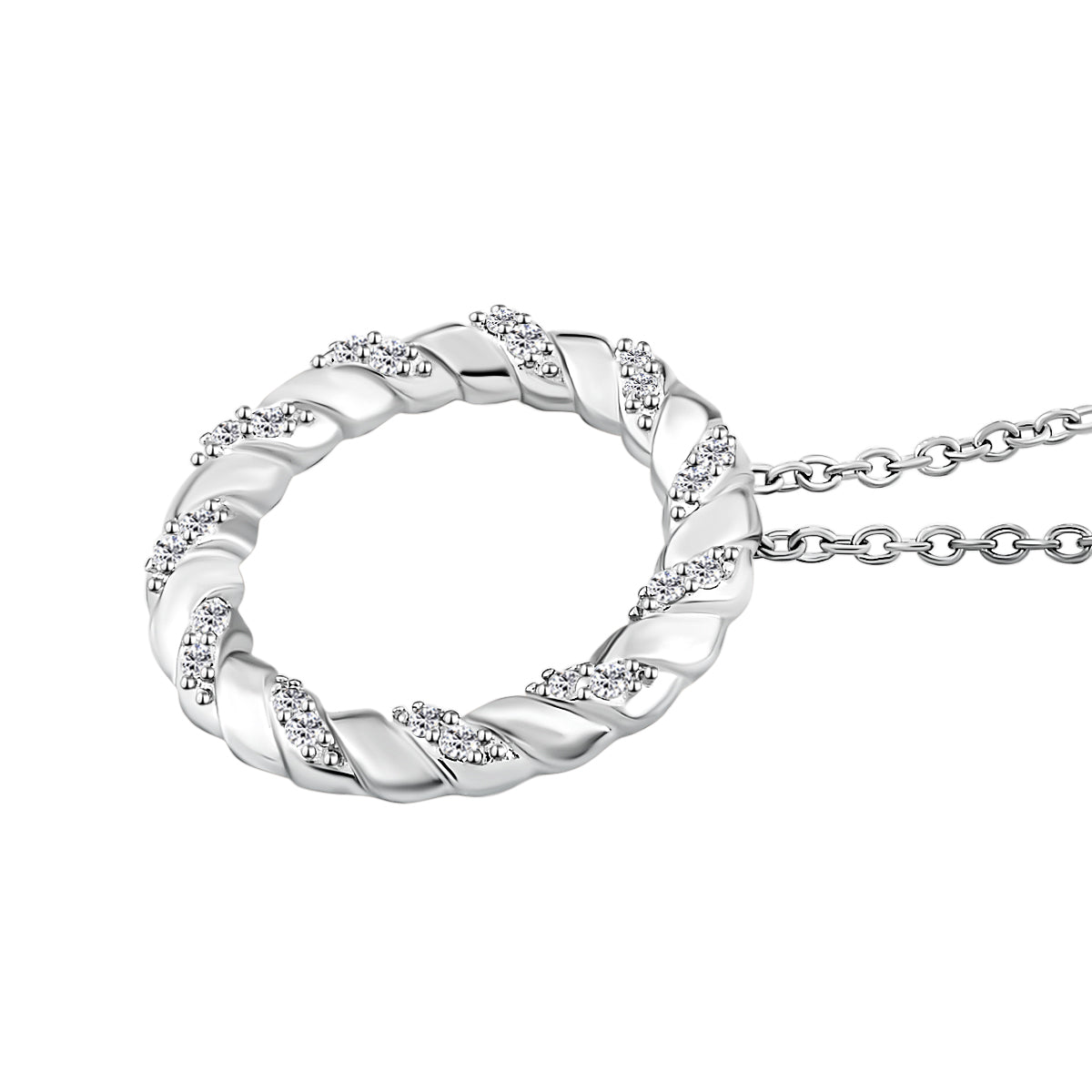 Weißer Zirkon-Anhänger mit Kette, Edelstahl ca. 0,44 ct