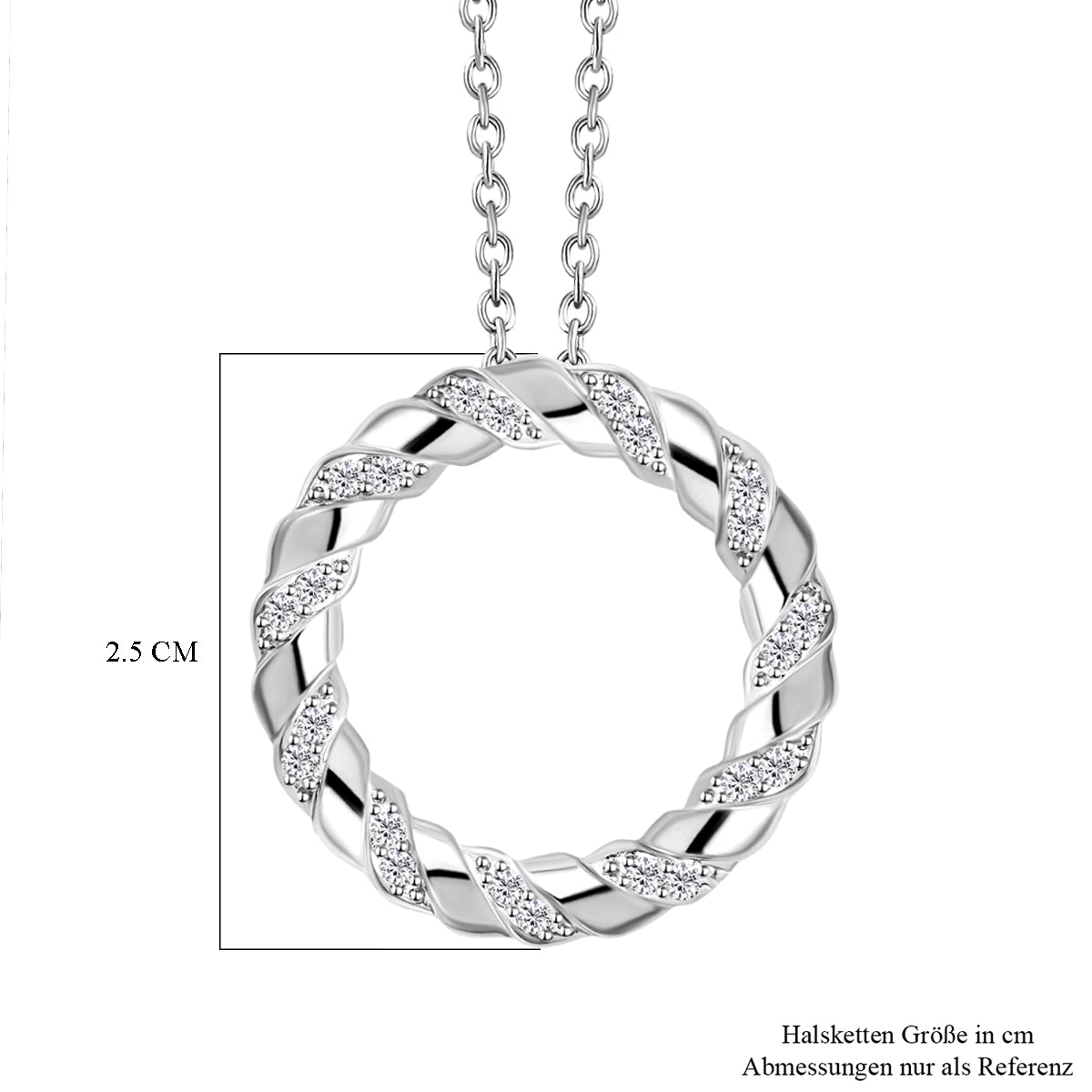Weißer Zirkon-Anhänger mit Kette, Edelstahl ca. 0,44 ct