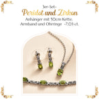 3er Set, natürliche Peridot Ohrringe, Armband, Anhänger mit Kette, Edelstahl, ca. 7.03 ct