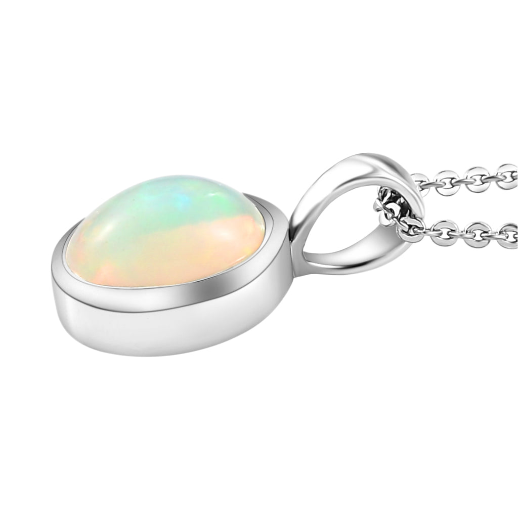 Natürlicher, äthiopischer Opal Anhänger mit Kette, 2er Set, ca. 50 cm, 925 Silber platiniert ca. 1,33 ct
