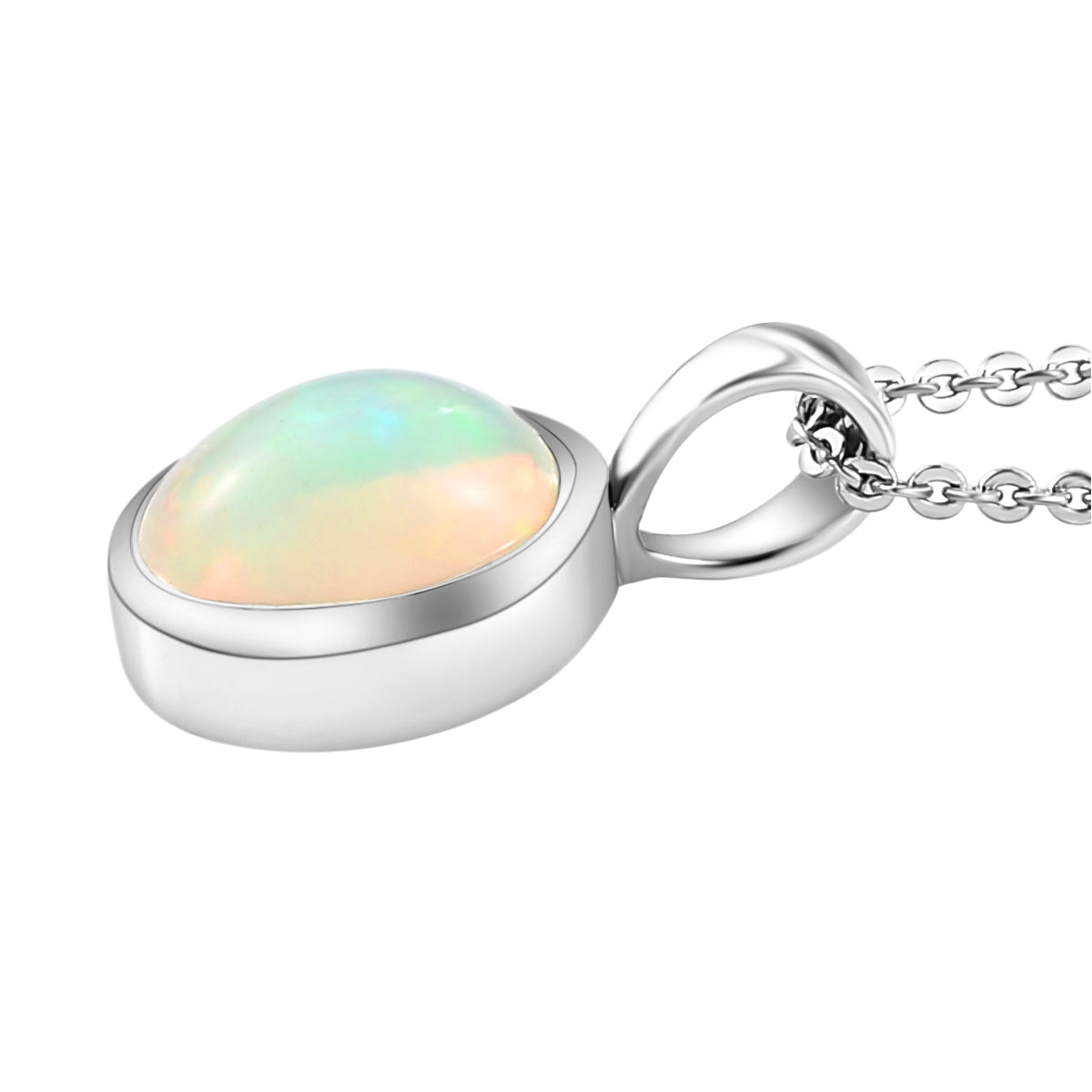Natürlicher, äthiopischer Opal Anhänger mit Kette, 2er Set, ca. 50 cm, 925 Silber platiniert ca. 1,33 ct