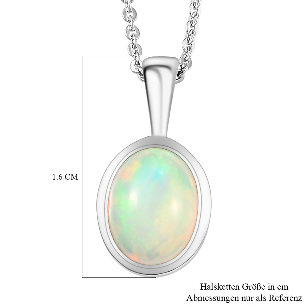 Natürlicher, äthiopischer Opal Anhänger mit Kette, 2er Set, ca. 50 cm, 925 Silber platiniert ca. 1,33 ct