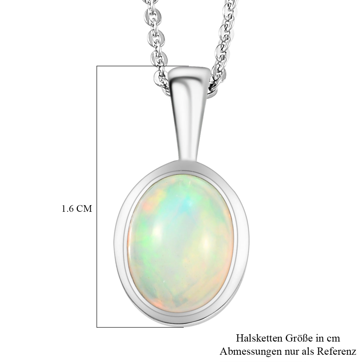 Natürlicher, äthiopischer Opal Anhänger mit Kette, 2er Set, ca. 50 cm, 925 Silber platiniert ca. 1,33 ct