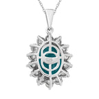 Capri-Blau Triplette Quarz und weißer Zirkon-Anhänger mit Kette, ca. 8.92 ct