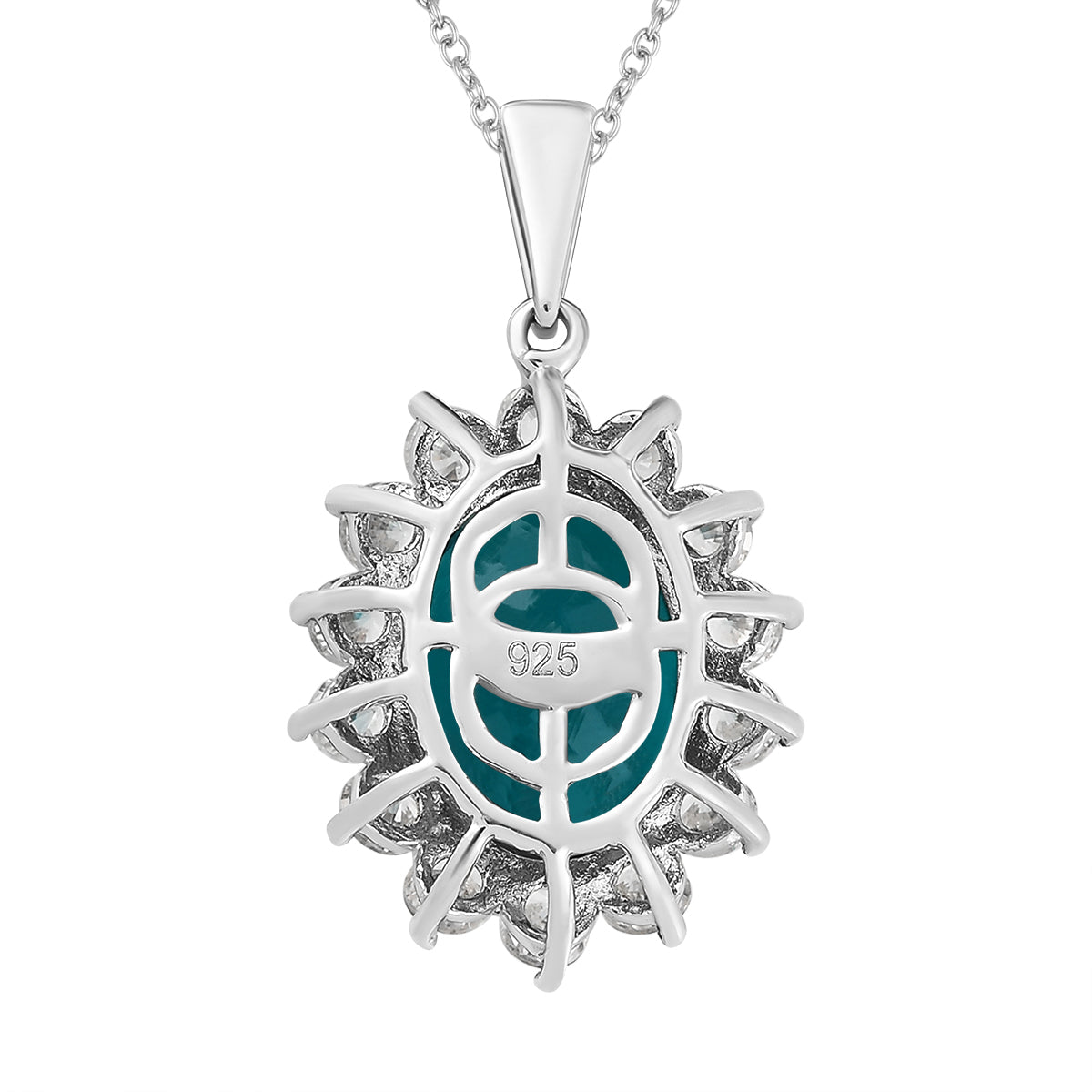 Capri-Blau Triplette Quarz und weißer Zirkon-Anhänger mit Kette, ca. 8.92 ct
