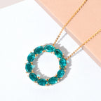 Capri-Blau Triplett Quarz-Anhänger mit Kette, 925 Silber vergoldet ca. 5,07 ct