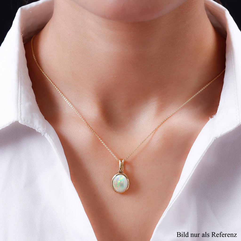Natürlicher, äthiopischer Opal-Anhänger mit Kette, 925 Silber Gelbgold Vermeil ca. 2.88 ct