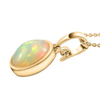 Natürlicher, äthiopischer Opal-Anhänger mit Kette, 925 Silber Gelbgold Vermeil ca. 2.88 ct